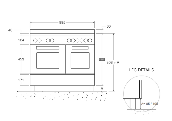 100 cm induction top electric double oven | Bertazzoni